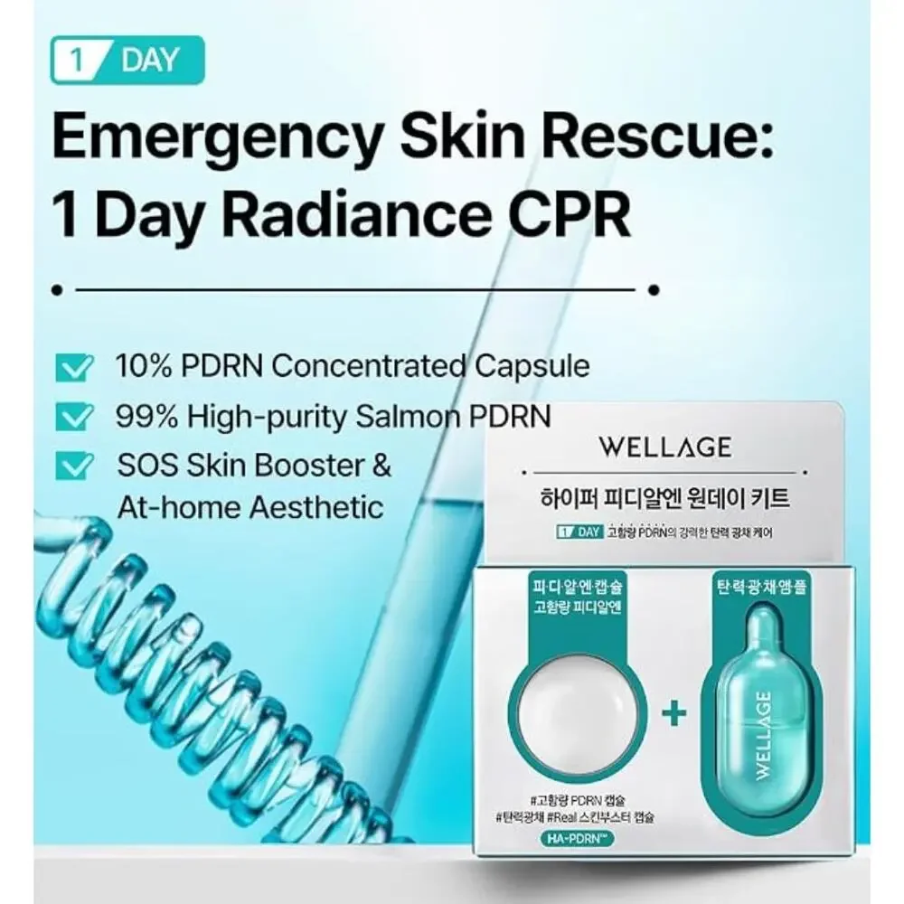 New in Box Sealed WELLAGE Hyper PDRN One-day Kit 7ea, Korean PDRN Salmon DNA